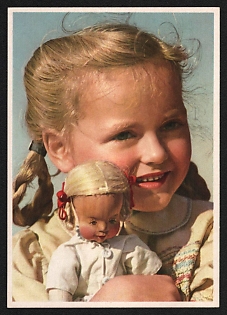 1933-1945 'Little Girl with a Doll' Nazi Propaganda Postcard