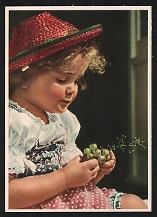 1933-1945 'Little Girl with Grapes' Nazi Propaganda Postcard