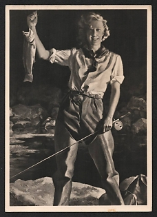 1933-1945 'Munich. House of German Art, Sport Fisherwoman' Art Nazi Propaganda Postcard