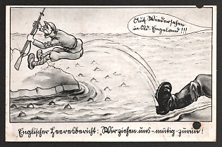 1942 'English Army Report 'We're Going to be Brave!'' Caricature Nazi Propaganda Postcard