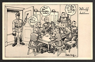 1939 'I Just Won a Grand' Caricature Nazi Propaganda Postcard