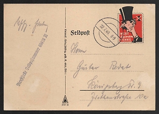 1939-1945 Germany, Anti-Great Britain Propaganda, Field Post Feldpost, WWII Caricature Postcard