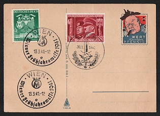 1939-1945 Germany, Anti-Great Britain Propaganda, Field Post Feldpost, WWII Caricature Postcard