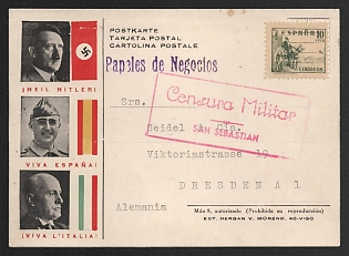 1939-1945 Spain, Pro-Nazi Propaganda WWII, 'Heil Hitler, Long Live Espana, Long Live Italy'