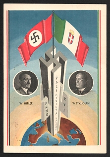 1938 'Hitler, Mussolini' Italy Fascist Nazi Propaganda WWII