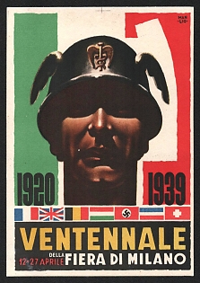 1939 'Twentieth Anniversary 12-27 April Milan Fair' Italy Fascist Nazi Propaganda WWII