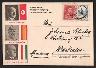 1939-1945 Spain, Pro-Nazi Propaganda WWII, 'Heil Hitler, Long Live Espana, Long Live Italy'