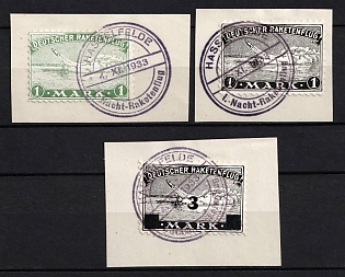 1933 (4 Nov) '1st Night Rocket Launch' Hasselfelde, Germany, Gerhard Zucker Pioneer Rocket Mail, Vignettes