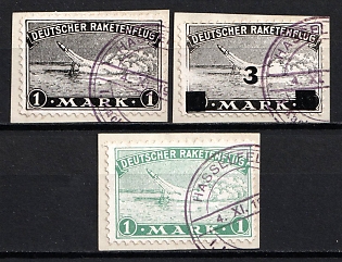 1933 (4 Nov) '1st Night Rocket Launch' Hasselfelde, Germany, Gerhard Zucker Pioneer Rocket Mail, Vignettes