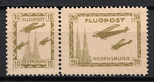 1925 'Regensburg Easter Flight Days', Germany, Semi-Official Airmail Stamps, Se-tenant, Zusammendrucke