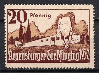 1930 20pf 'Regensburg Air Show', Germany, Semi-Official Airmail Stamp (Signed)