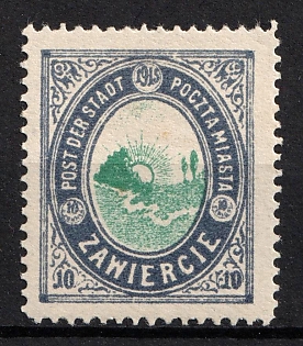 1916 10f Zawiercie Local Issue, Poland, WWI Russia (Signed)