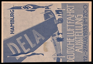 1933 (25 Aug) 'DELA Hamburg', Germany, Semi-Official Airmail Stamp, Balloon Flight Postcard from Ruckenwaldau to Hamburg franked with 6pf, 30pf
