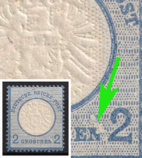 1872 2gr German Empire, Large Breast Plate, Germany (White Spot Above 'N' in 'GROSCHEN')