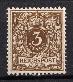 1899-1900 3pf German Empire, Germany (Signed)