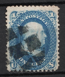 1861 1c Franklin, United States, USA (Bright Blue)