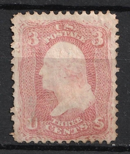 1861 3c Washington, United States, USA (Rose)