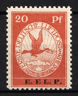 1912 20pf German Empire, Germany, Airmail (Signed)