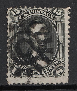 1866 15c Abraham Lincoln, United States, USA (SHIFTED Perforation, Black, Signed)