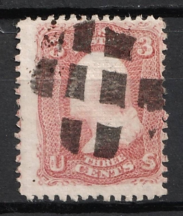 1868 3c Washington, United States, USA (SHIFTED Perforation, Rose Red)