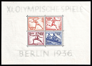 1936 Third Reich, Germany, Souvenir Sheet