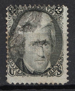 1868 2c Andrew Jackson, United States, USA (SHIFTED Perforation, Gray Black)