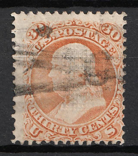 1868 30c Franklin, United States, USA (Orange)