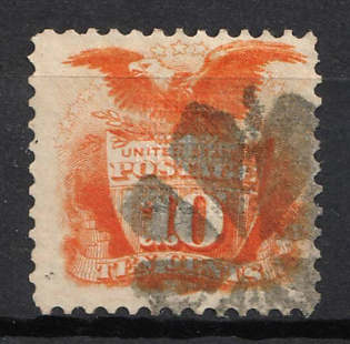 1869 10c Shield and Eagle, United States, USA (Yellowish orange)