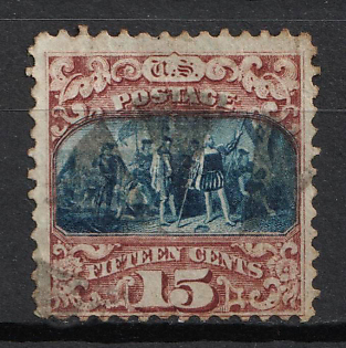 1869 15c Landing of Columbus, United States, USA (Brown and Blue)