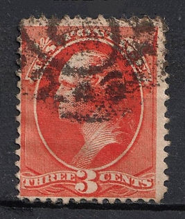 1887 3c Washington, United States, USA (Vermilion)