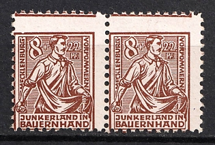 1945 8pf Mecklenburg-Vorpommern, Soviet Russian Zone of Occupation, Germany, Pair (SHIFTED Perforation)