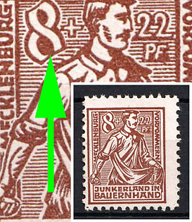 1945 8pf Mecklenburg-Vorpommern, Soviet Russian Zone of Occupation, Germany (Lower right open '8')