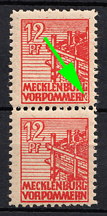 1945 12pf Mecklenburg-Vorpommern, Soviet Russian Zone of Occupation, Germany, Pair (Thick white fleck in 'N' in 'VORPOMMERN')
