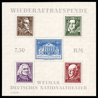 1946 Thuringia, Soviet Russian Zone of Occupation, Germany, Souvenir Sheet