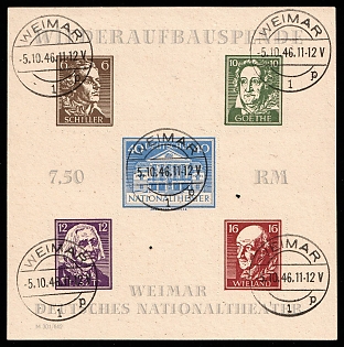 1946 Thuringia, Soviet Russian Zone of Occupation, Germany, Souvenir Sheet