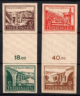 1946 Thuringia, Soviet Russian Zone of Occupation, Germany, Se-tenants (Plate Numbers)