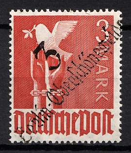 1948 3m District 3 Berlin-Oberschoneweide Main Post Office, Berlin Emergency Issue, Soviet Russian Zone of Occupation, Germany