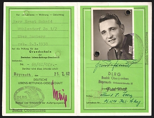 1962 'German Certificate Of Approval From Life Saving Society' Germany