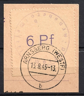 1945 Arnsberg on piece, Germany Local Post