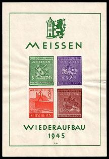 1945 Meissen, Germany Local Post, Souvenir Sheet (Signed)