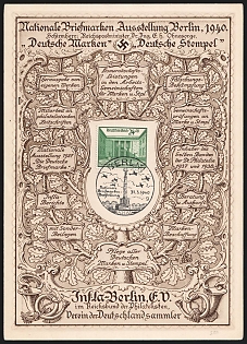 1940 'National Stamp Exhibition', Berlin, Third Reich, Germany, Souvenir Sheet (Commemorative Postmark)
