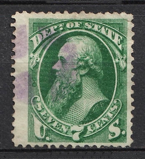 1873 7c Stanton, Official Mail Stamp 'State', United States, USA (Dark Green)