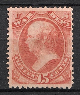 1873 15c Webster, Official Mail Stamp 'War', United States, USA (Rose Red)