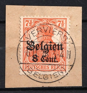 1916-18 7.5c Belgium on piece, German Occupation, Germany (Signed, Unpriced)