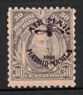 1926 30c Madrid-Manila Flight Issue, Philippines (Gray, Violet Overprint)