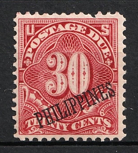 1901 30c Philippines, Postage Due Stamp (Deep Claret, Black Overprint)