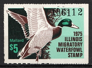 1975 5d Illinois State Duck Stamp, United States Hunting Permit Stamp