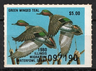 1980 5d Illinois State Duck Stamp, United States Hunting Permit Stamp