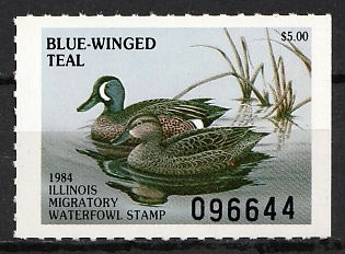 1984 5d Illinois State Duck Stamp, United States Hunting Permit Stamp