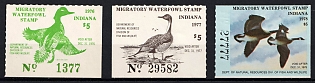 1976-78 Indiana State Duck Stamps, United States Hunting Permit Stamp (Plate Numbers)